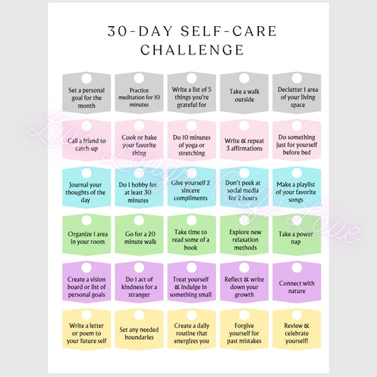 30 Day Self-Care Challenge - Live, Laugh, (self) Love
