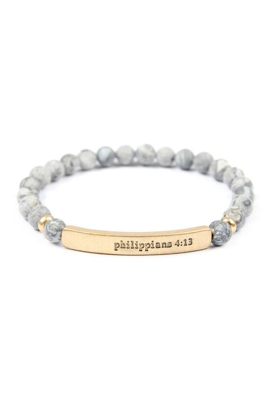 "Philippians 4:13" Natural Stone Stretch Bracelet - Live, Laugh, (self) Love